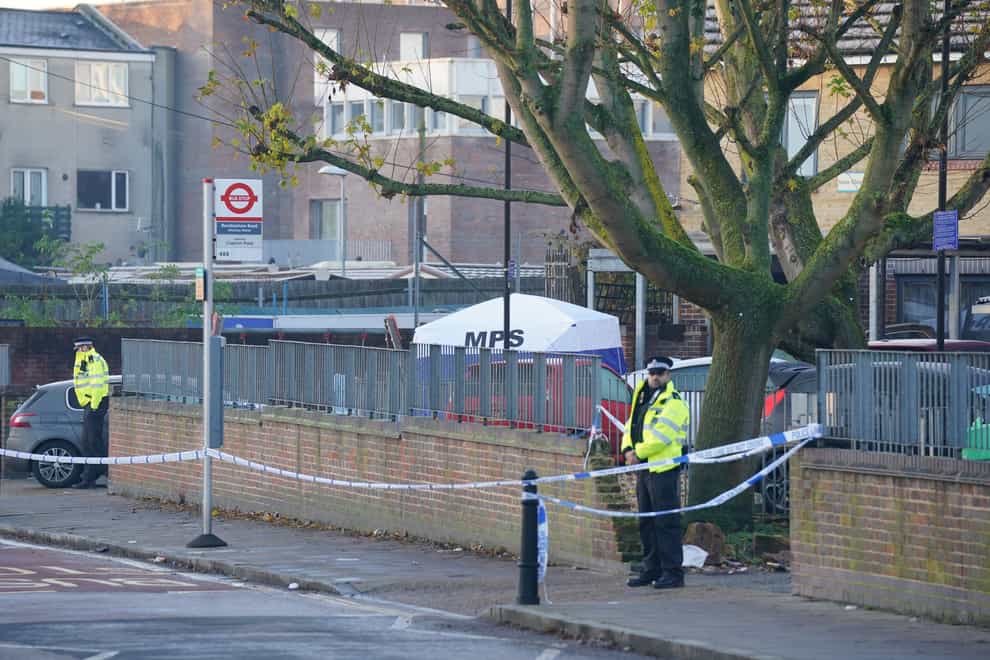 The scene near Vine Close, Hackney, east London, following a shooting incident (Lucy North/PA)