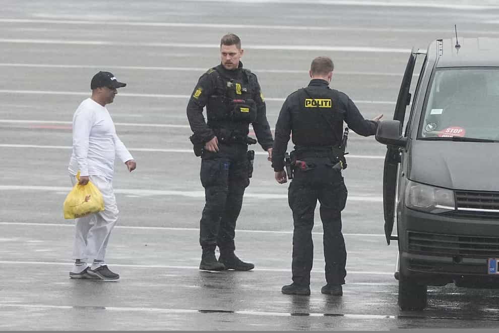 Sanjay Shah arrived at Kastrup Airport, in Copenhagen (Ritzau Scanpix via AP)