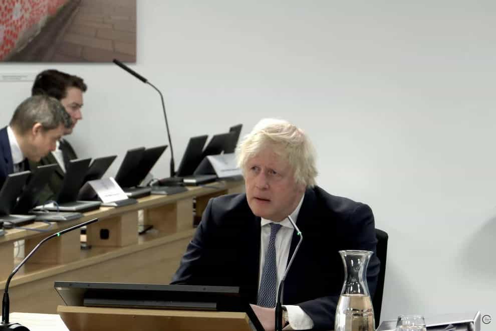 former prime minister Boris Johnson giving evidence to the inquiry (UK Covid-19 Inquiry)