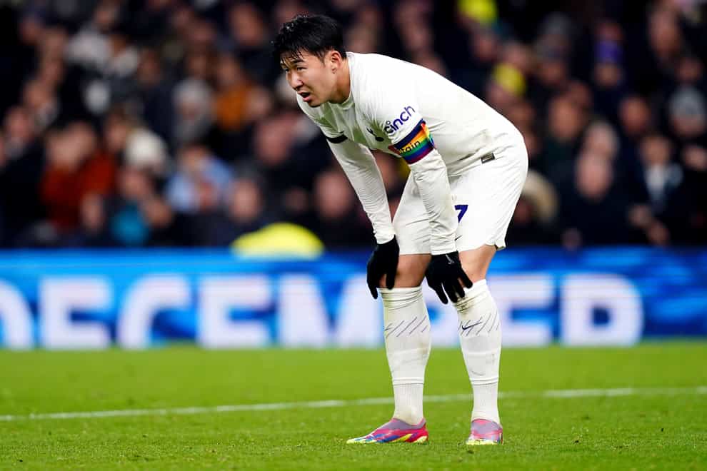 Son Heung-min has expressed his frustration with Tottenham’s winless run (John Walton/PA)