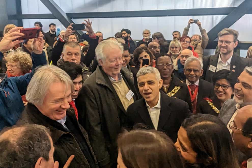 Mayor of London Sadiq Khan (centre, right) opens Brent Cross West mainline station (Kristina Wemyss/PA)