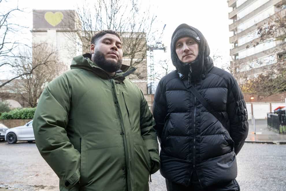 Rapper Big Zuu (left) has joined forces with local music producer Toddla T to release a new track to give a voice to the Grenfell campaigners (Jeff Moore/Justice4Grenfell/PA)