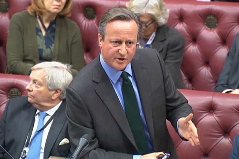 Foreign Secretary Lord David Cameron speaking during his first monthly question time in the House of Lords (House of Lords/UK Parliament/PA)