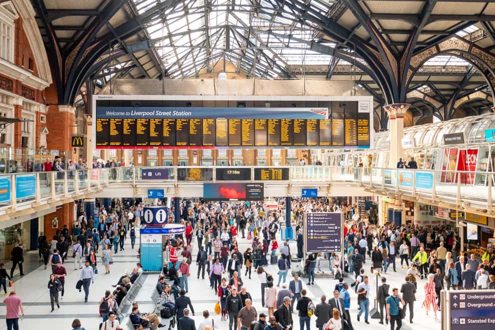 London’s Liverpool Street station has replaced Waterloo as the busiest in Britain, new figures show (Alamy/PA)