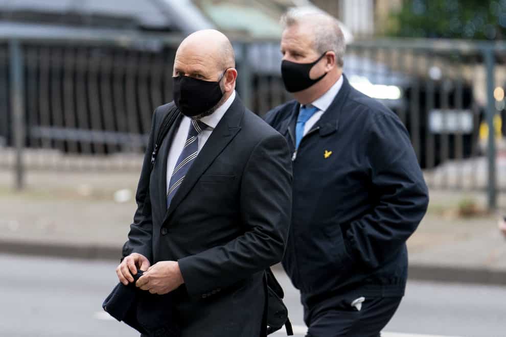 Ian Beim (left) and Kevin Sweeney have pleaded guilty to using racist verbal abuse towards pro-Palestine protesters in London on Armistice Day (Jordan Pettitt/PA)