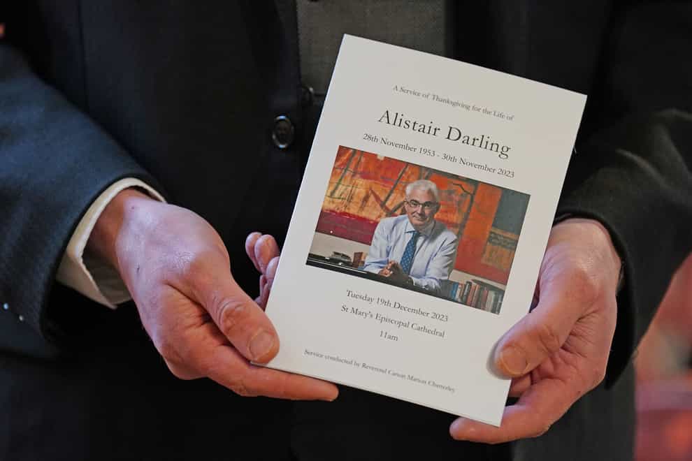 Alistair Darling has been remembered at a memorial service in Edinburgh (Andrew Milligan/PA)
