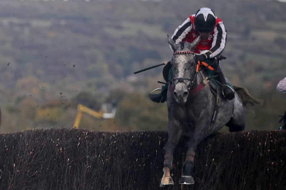 Straw Fan Jack ridden by Sean Houlihan clears the last before going on to win the squareintheair.com Novices’ Chase at Cheltenham racecourse (Simon Marper/PA)