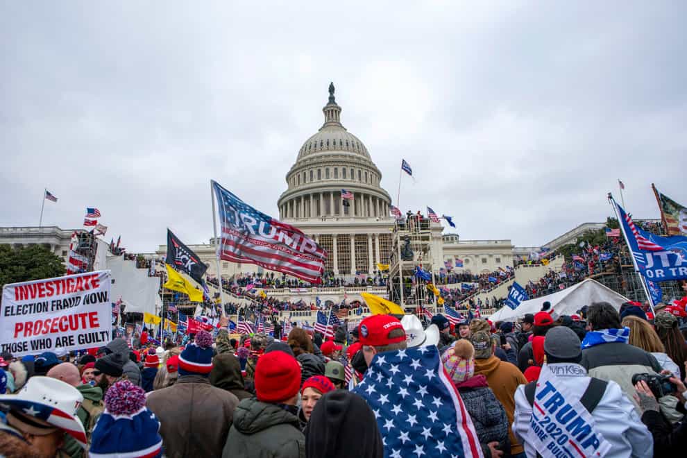 Rioters loyal to Donald Trump at the US Capitol in Washington on January 6, 2021 (Jose Luis Magana/AP)