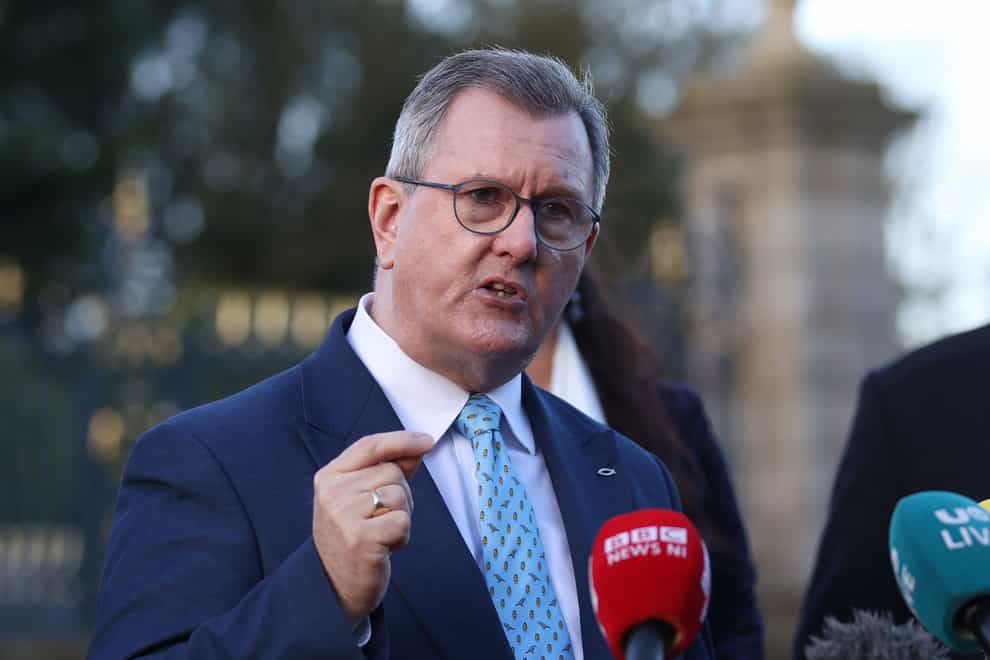 DUP leader Sir Jeffrey Donaldson has accused the Irish Government of double standards over legacy (Liam McBurney/PA)