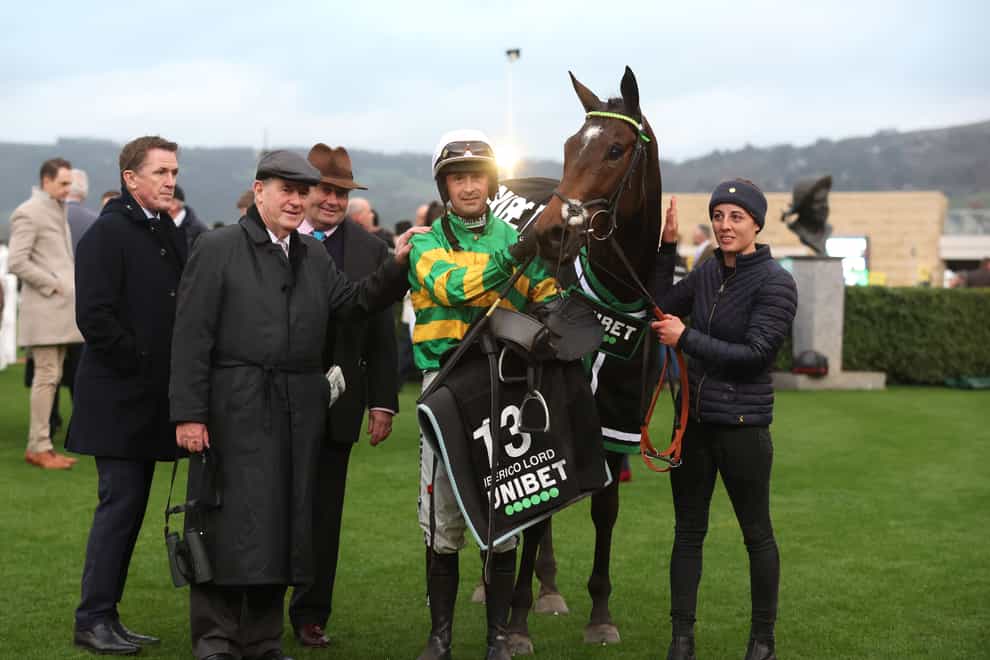 Iberico Lord with connections after winning the Greatwood Hurdle (Nigel French/PA)