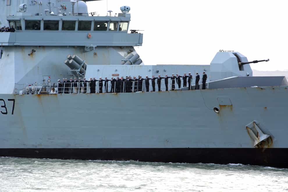 HMS Duncan returned to Portsmouth Naval Base (Ben Mitchell/PA)