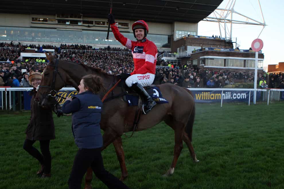 Silviniaco Conti and Noel Fehily after the William Hill King George VI Chase in 2013 (Steve Parsons/PA)