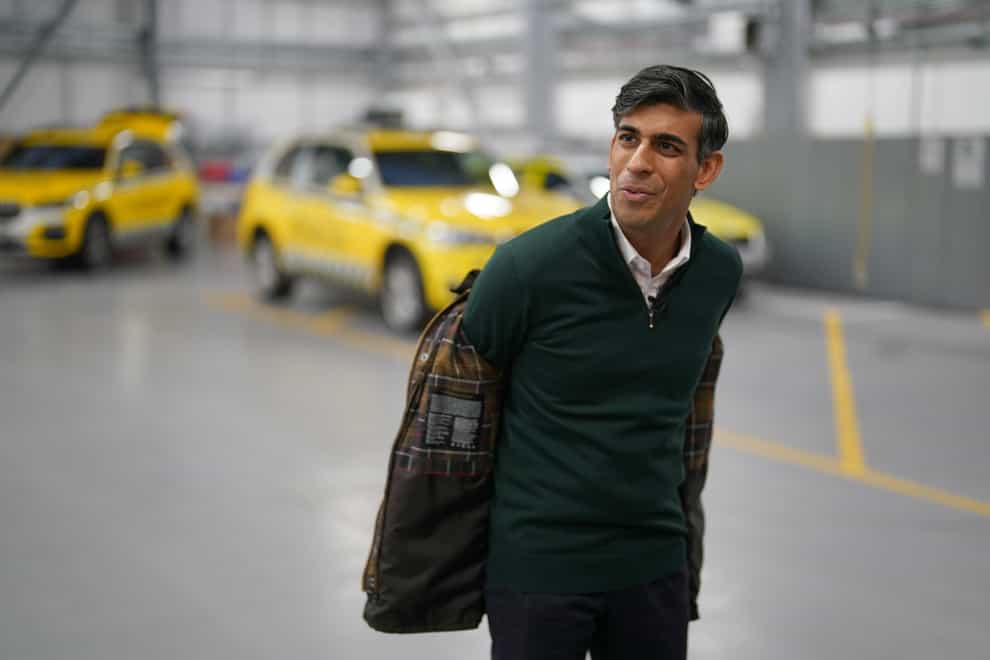 Prime Minister Rishi Sunak during a visit to Lincolnshire Air Ambulance Headquarters in Lincoln (Jacob King/PA)