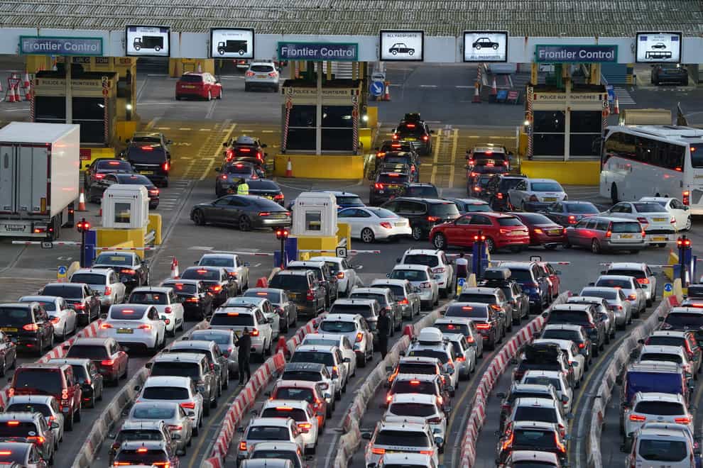 Traffic queues for ferries at the Port of Dover in Kent (Gareth Fuller/PA)