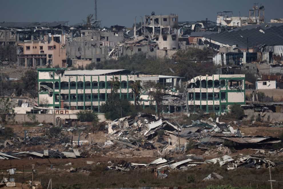 Destroyed farms and buildings in the Gaza Strip as seen from southern Israel (Leo Correa/AP)