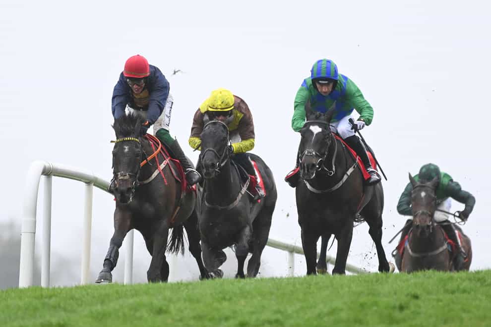 Fastorslow (left) sees off Galopin Des Champs (centre) and Appreciate It in the John Durkan at Punchestown (PA)