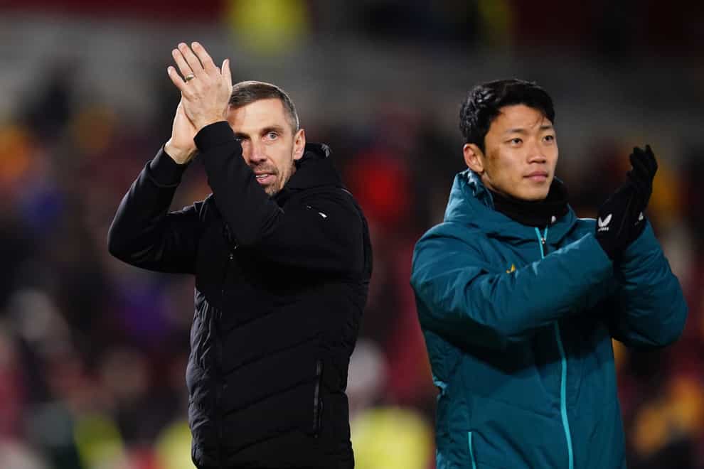 Gary O’Neil (left) hopes to have Hwang Hee-chan (right) available for the clash with Everton (John Walton/PA)