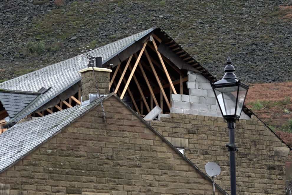 A damaged roof in Stalybridge, following a ‘localised tornado’ which damaged around 100 properties (Richard McCarthy/PA)