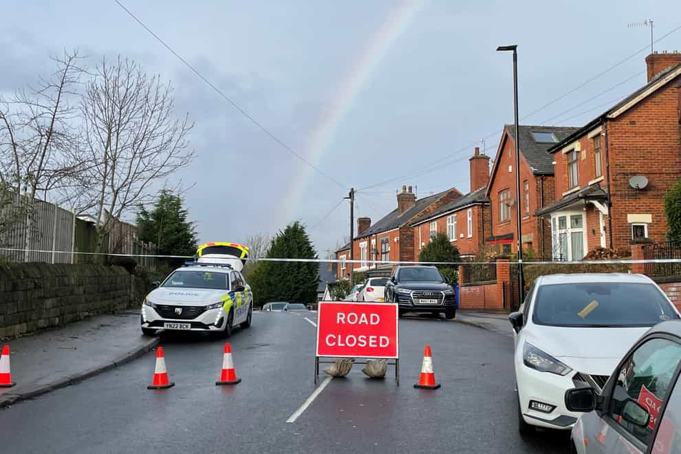 A police cordon on Scott Road, Burngreave, after a 46-year-old man died and several others were injured after a car hit a crowd of people during violence in Sheffield (PA/Dave Higgens)