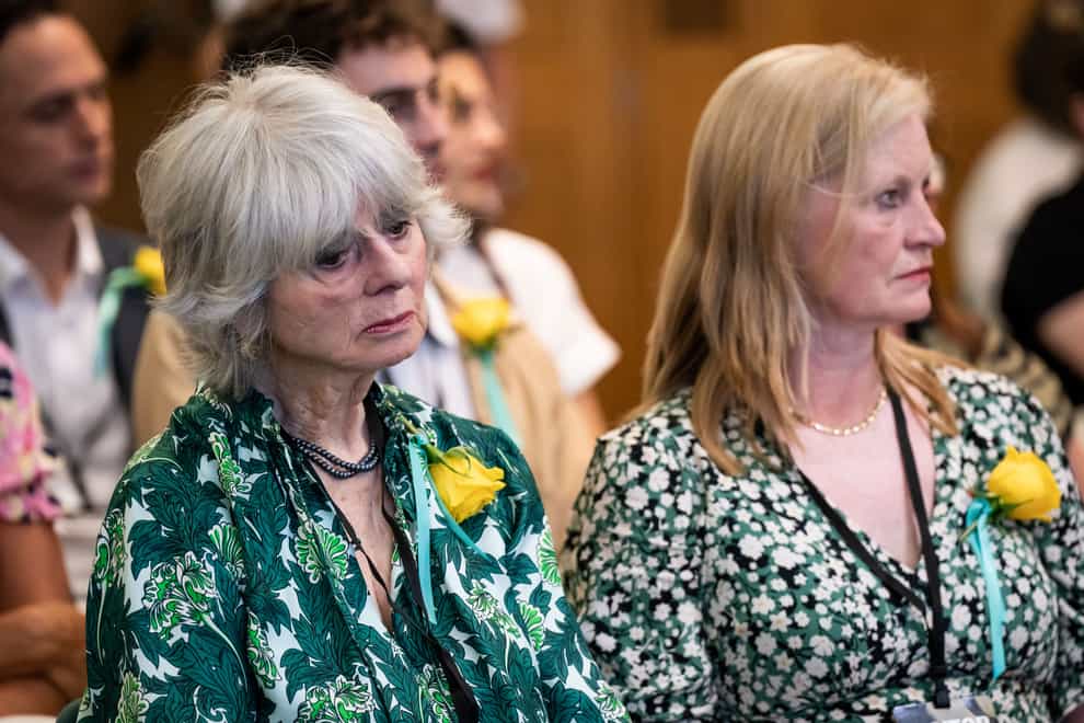 Joanna Simpson’s mother, Diana Parkes (left) and best friend Hetti Barkworth-Nanton, have been honoured for their work against domestic violence (Aaron Chown/PA)