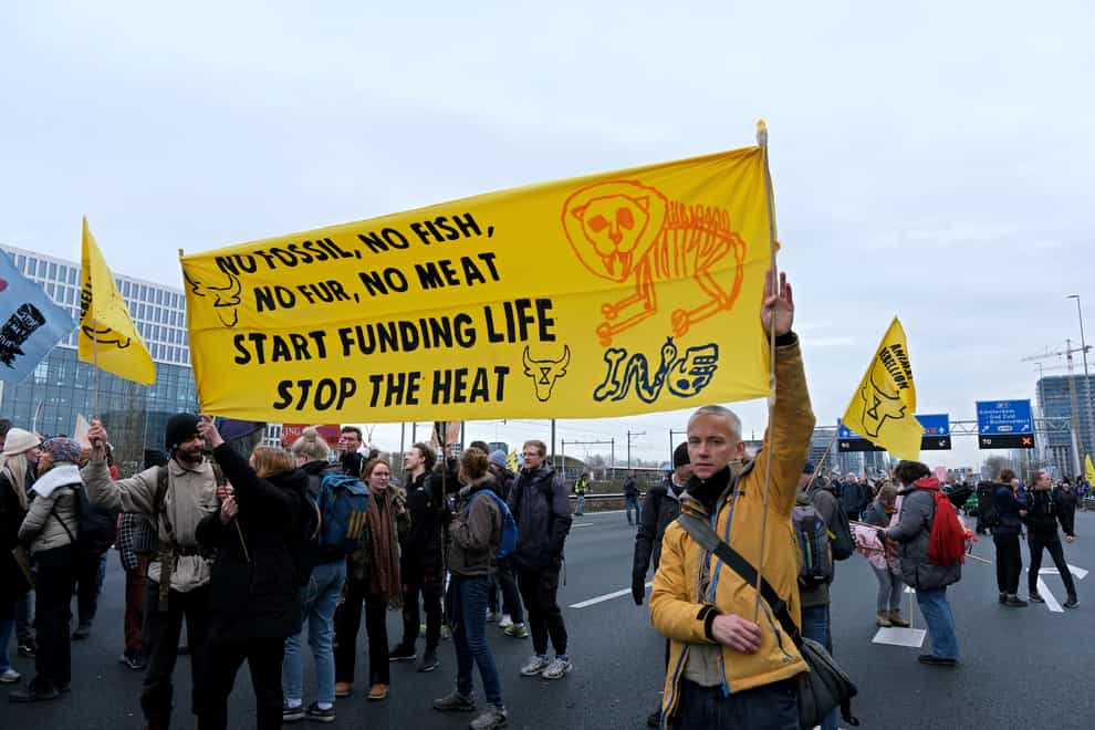 Climate activists block the main highway around Amsterdam (AP Photo/Patrick Post)
