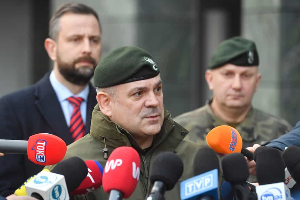 General Wieslaw Kukula said everything indicates that a Russian missile intruded in eastern Poland’s airspace (AP Photo)