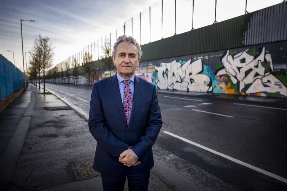 Paddy Harte, chairman of the Board of the International Fund for Ireland at Belfast’s Peace Walls (Liam McBurney/PA)