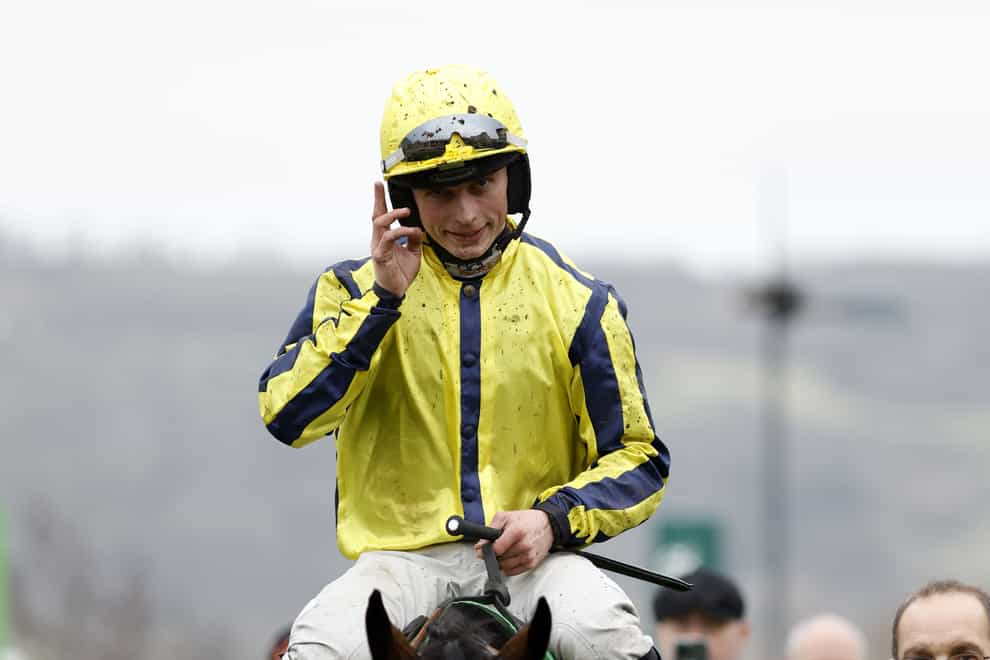 James Bowen gestures after winning on Peaky Boy at Cheltenham (Nigel French/PA)