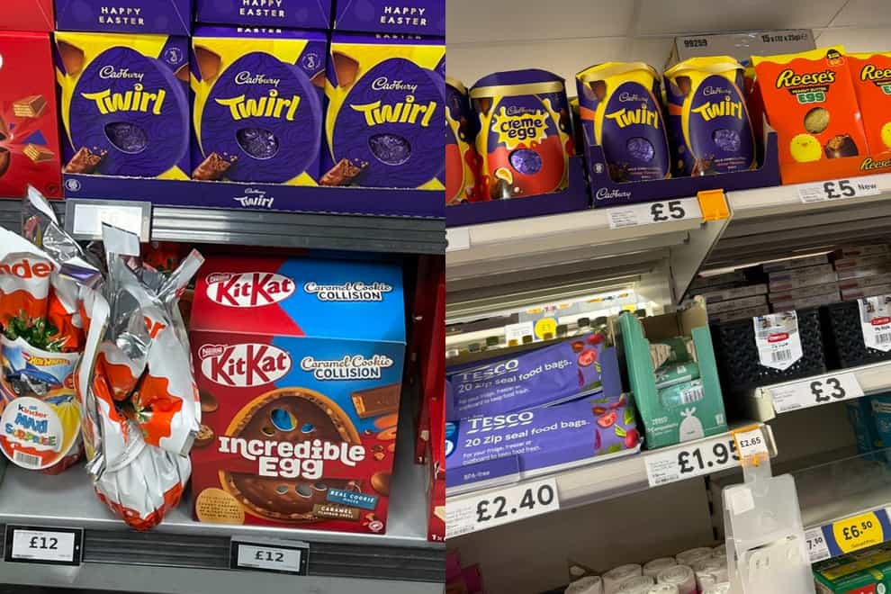 Easter eggs on supermarket shelves (Ben Pedley/Matt Hill/PA)