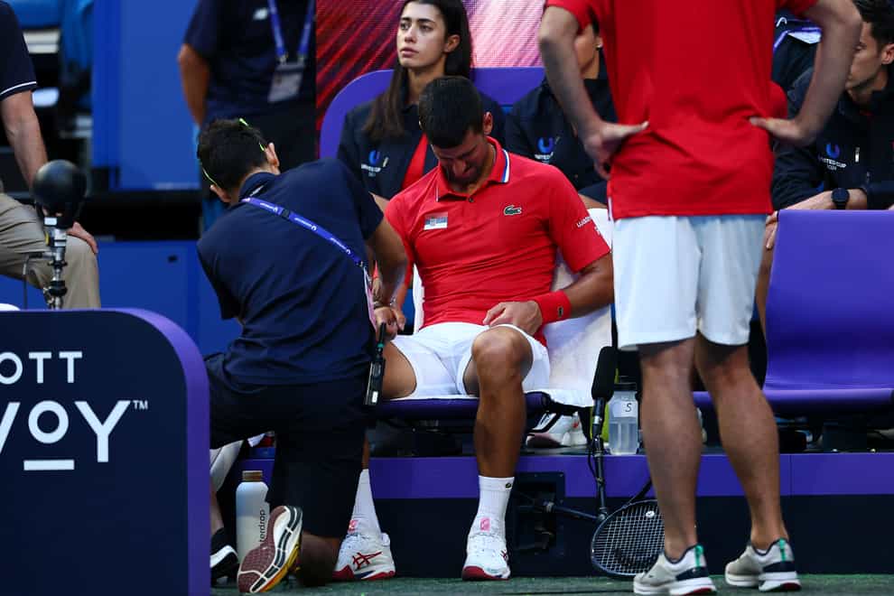 Novak Djokovic twice needed treatment on his right wrist during his defeat to Alex de Minaur (Trevor Collens/AP)