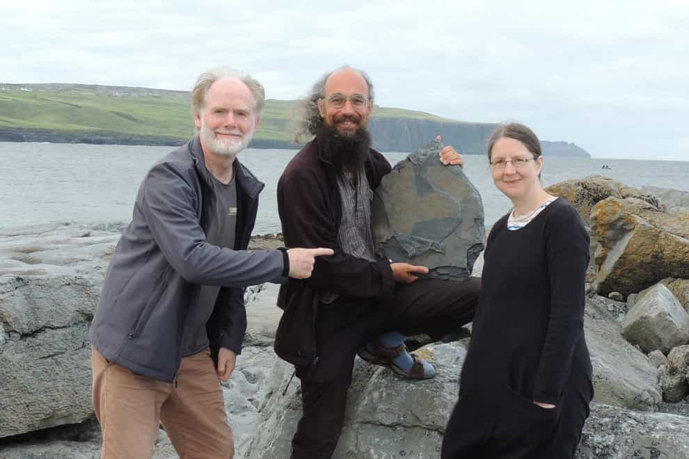 The sponge was discovered by geologist Dr Eamon Doyle, left, in the rocks that make up the Cliffs of Moher in Co Clare (Handout/PA)