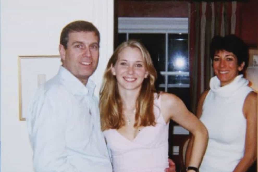 Undated handout file photo issued by the US Department of Justice of the Duke of York, Virginia Giuffre, and Ghislaine Maxwell (YUS Department of Justice/PA Media)