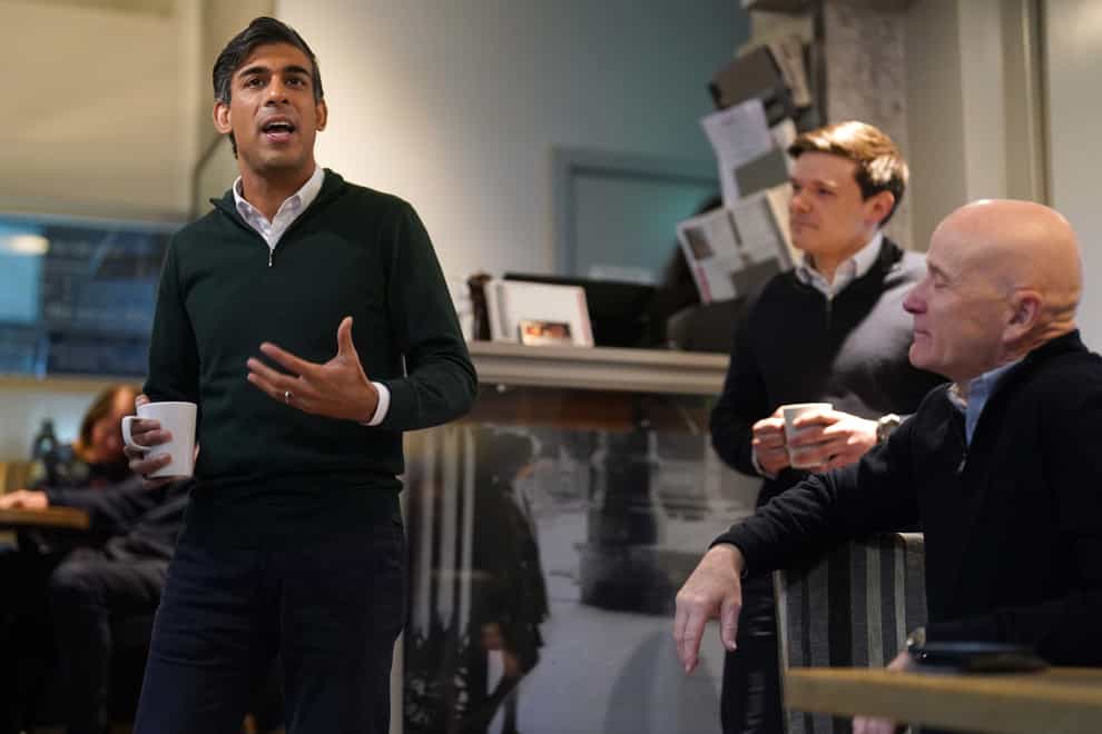 Prime Minister Rishi Sunak was speaking at a cafe in Marple, Stockport (Jacob King/PA)
