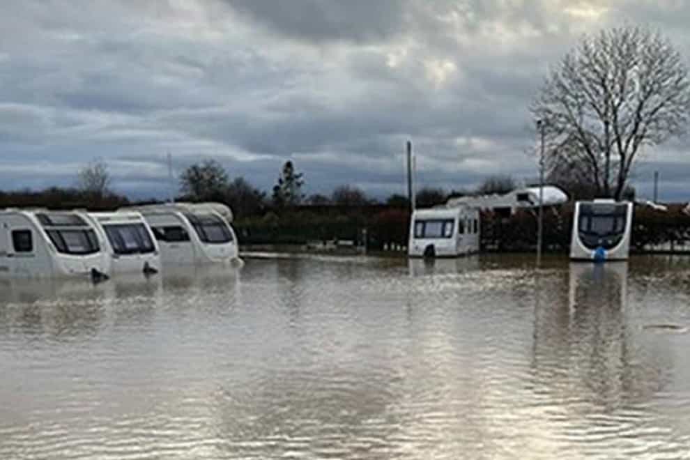 Photo by David Walters of a flooded Cresslands Touring Park (David Walters/PA)