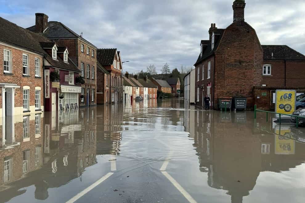 Handout photo taken with permission from the social media site X, formerly Twitter, posted by Ashley Sandy of flooding in Marlborough, Wiltshire (Ashley Sandy/PA)