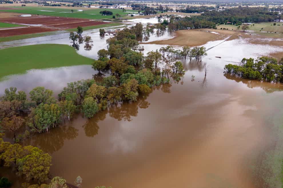 Farm land was flooded near Bendigo, Australia, AAP Image via AP)