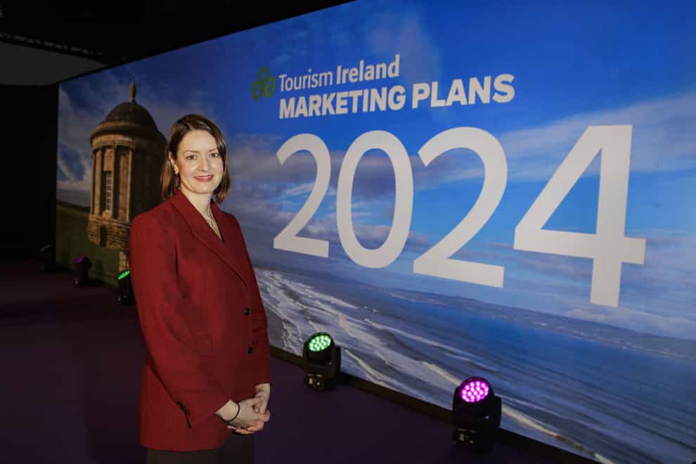 Alice Mansergh, chief executive designate of Tourism Ireland, at the launch of their 2024 marketing plan, at the ICC Belfast (Liam McBurney/PA)