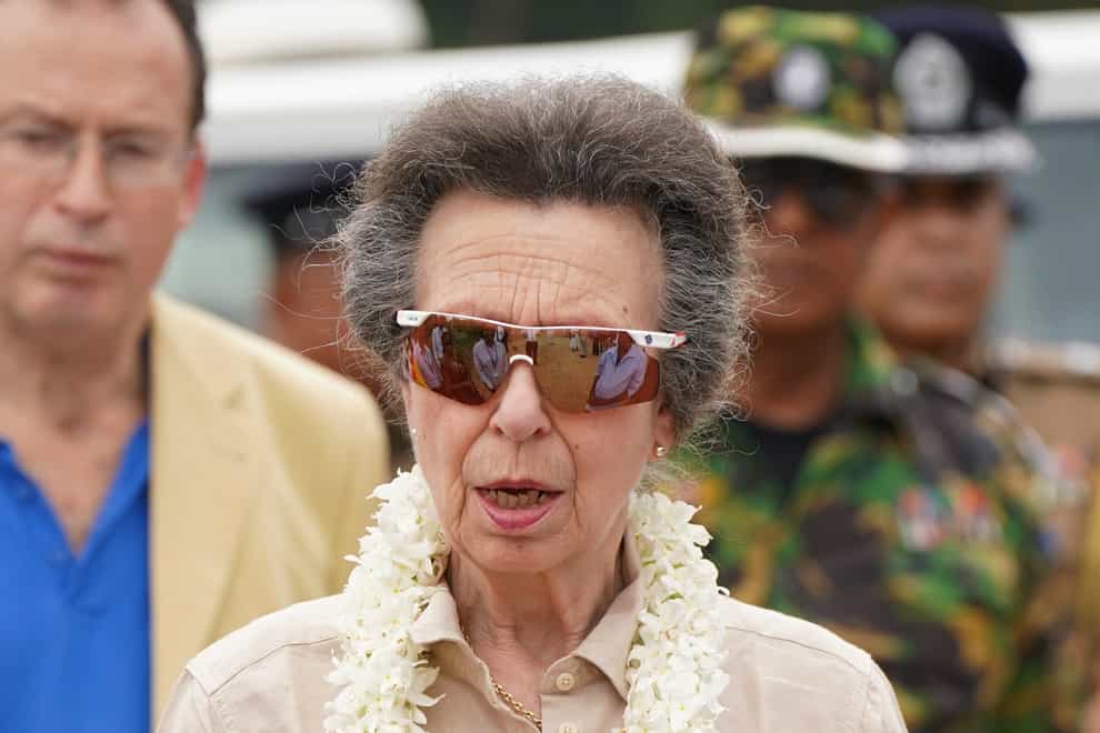 The Princess Royal visits a resettlement village at the Halo Trust site in Muhamalai during day two of her visit to Sri Lanka (Jonathan Brady/PA)