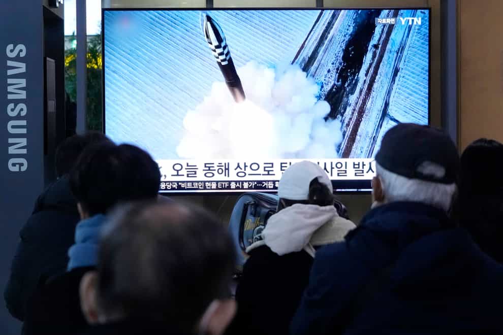 North Korea fired a ballistic missile towards the sea on Sunday, South Korea said – its first launch this year (Ahn Young-joon/AP)