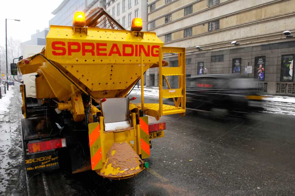 Drivers are being urged to give gritters “time and space’ after some of the vehicles were involved in collisions (Tim Ireland/PA)