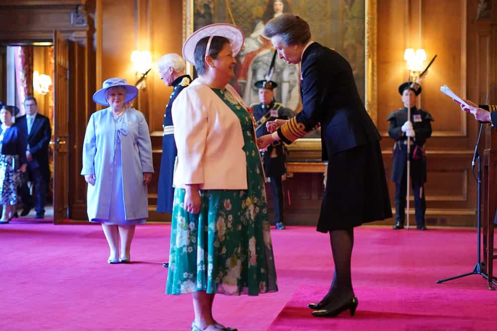 Dame Jackie Baillie was honoured by the Princess Royal during the ceremony (Jane Barlow/PA)