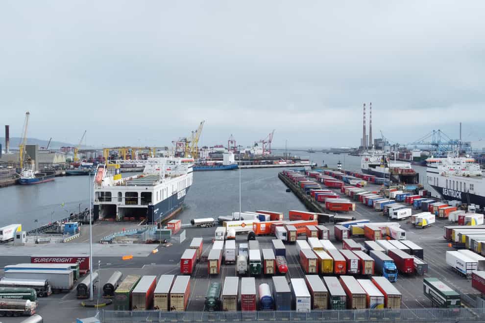 A view of Dublin port in February 2023. (PA)