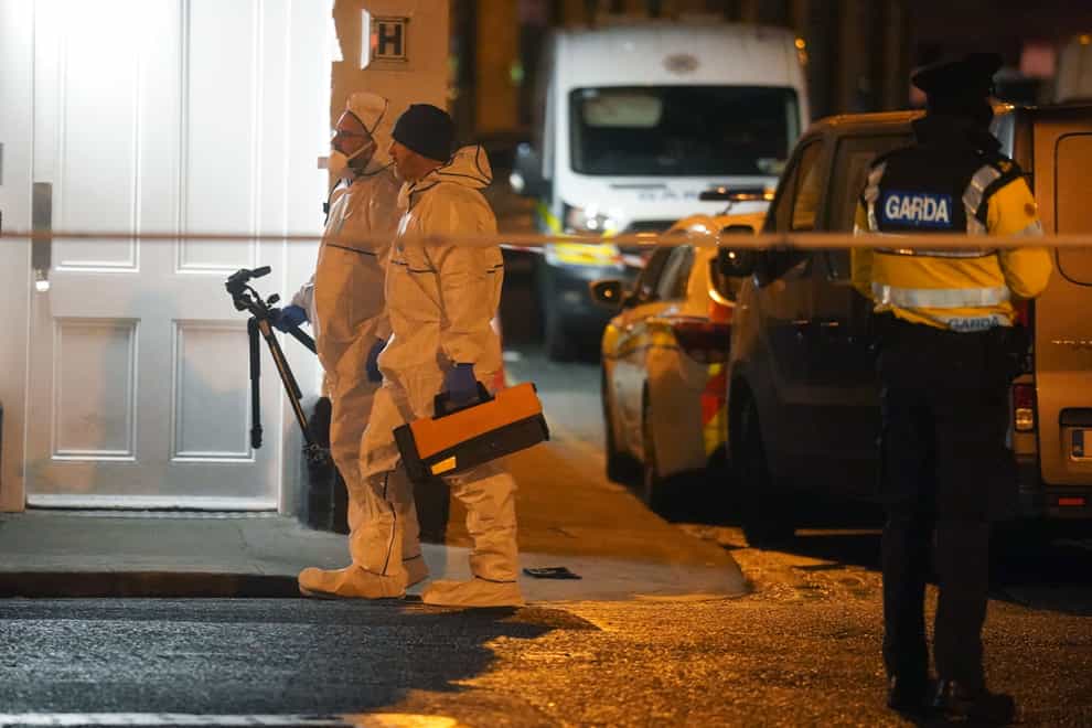 The scene in Little Britain Street off Capel Street as emergency services respond to a suspected explosion where one person died at a residential premises in Dublin city centre (Brian Lawless/PA)