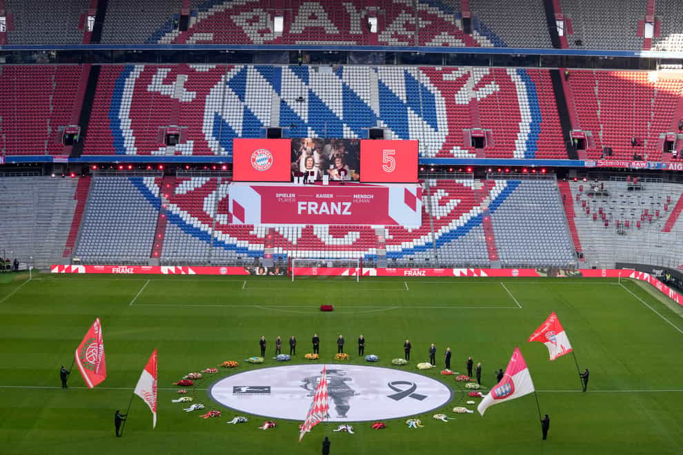 Bayern Munich paid an emotional final farewell to club great Franz Beckenbauer (Matthias Schrader/AP)