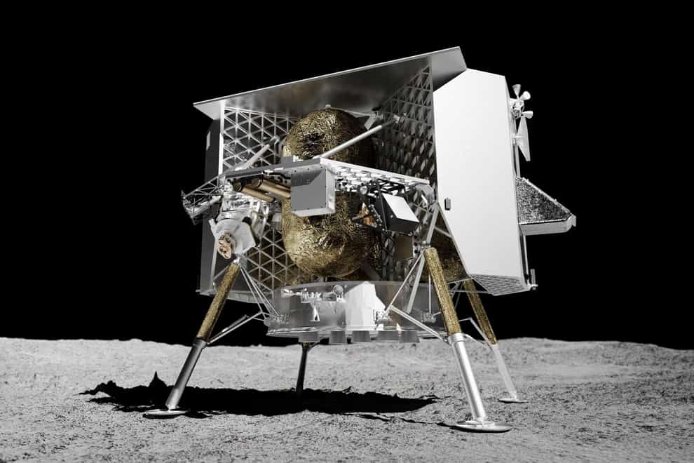 Illustration of the Peregrine lunar lander on the surface of the Moon (Astrobotic Technology via AP)