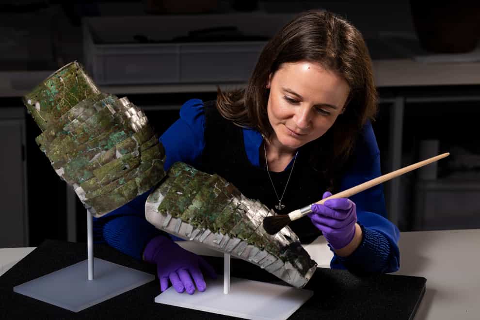 The arm guard will go on permanent display now it has been completed (Duncan McGlynn/National Museums Scotland/PA)