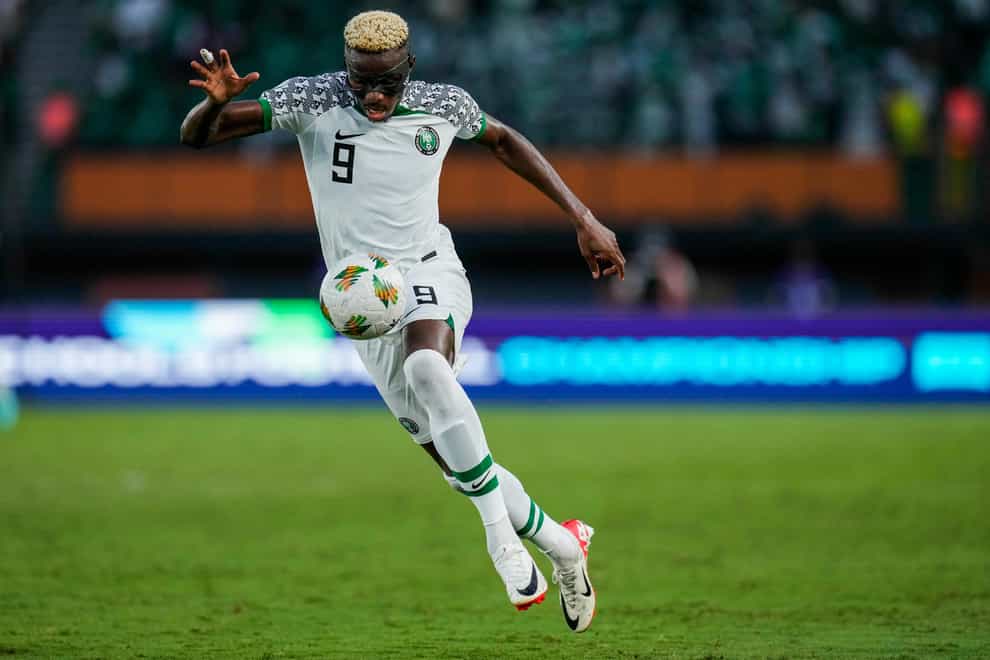 Victor Osimhen had multiple chances for Nigeria as they secured a spot in the last 16 of the Africa Cup of Nations (Themba Hadebe/AP)