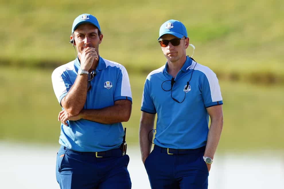 Europe captain Luke Donald (right) has named Edoardo Molinari his first vice-captain for the 2025 Ryder Cup (Mike Egerton/PA)