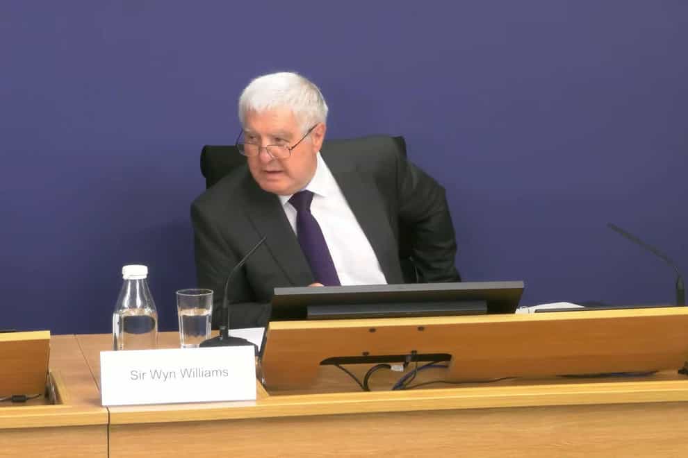 Sir Wyn Williams grilled the Post Office investigator over his probe into subpostmaster Peter Holmes (Post Office Horizon IT inquiry/PA)