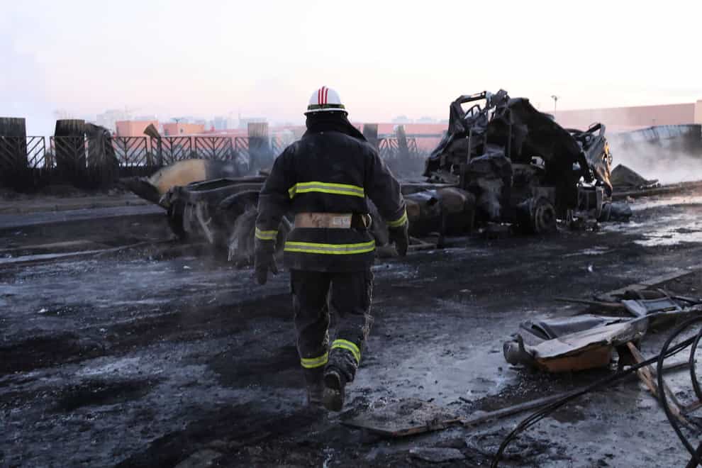 Three firefighters died in the blast (Mongolia National Emergency Management Agency via AP)